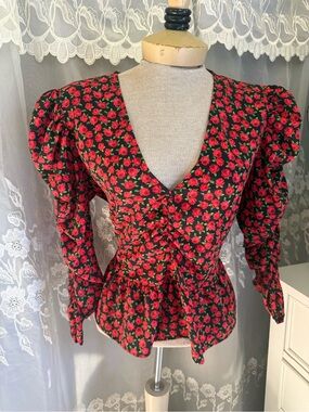 Top Shop Floral Peplum Blouse
